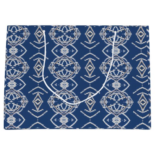 Patroon Helder Blauw & Wit Sneeuwvormen Groot Cadeauzakje (Voorkant)