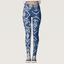Patroon Helder Blauw & Wit Sneeuwvormen Leggings