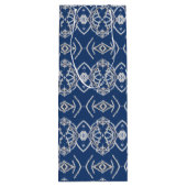 Patroon Helder Blauw & Wit Sneeuwvormen Wijn Cadeautas (Achterkant)