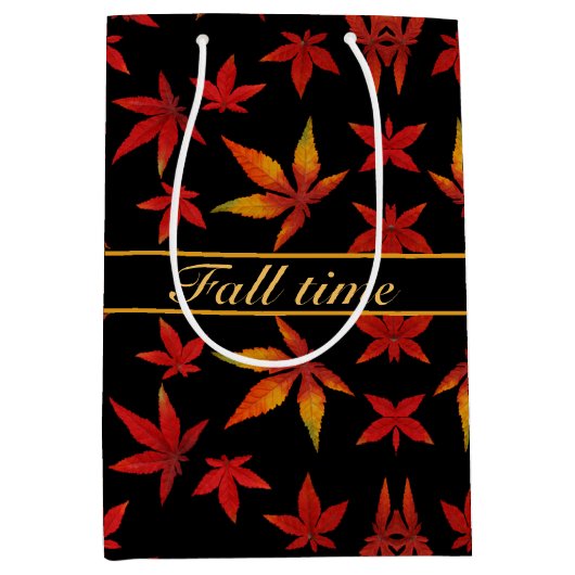 Patroon Herfst Bladeren Gift Bag Medium Cadeauzakje (Voorkant)