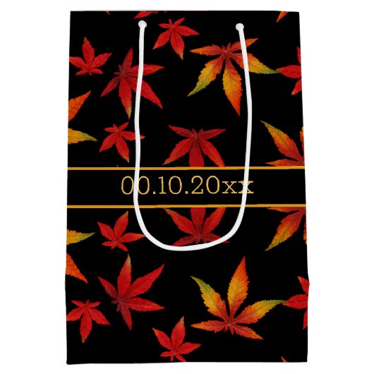 Patroon Herfst Bladeren Gift Bag Medium Cadeauzakje (Achterkant)