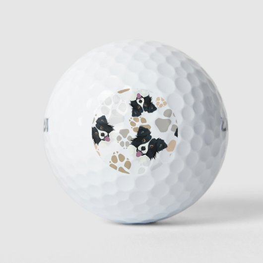 Patroon Hond Paws Border Collie Golfballen (Voorkant)