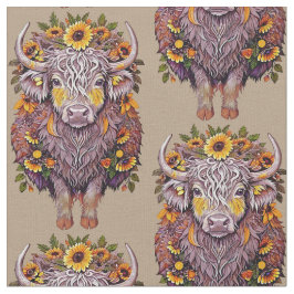 Patroon hoogland koe zonnebloem geel stof