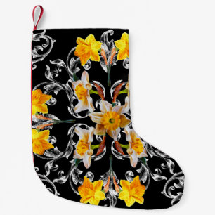 Patroon in barokstijl met bloemen op kleine kerstsok