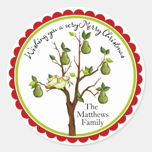 Patroon in een Pear Tree Kerst stickers (Voorkant)