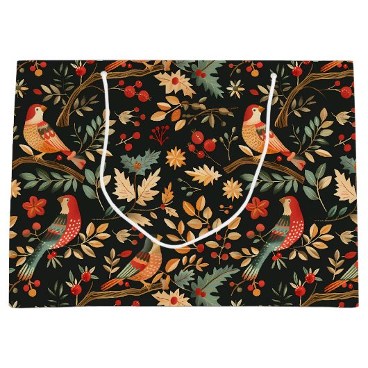 Patroon in een Pear Tree Kerstmis Groot Cadeauzakje (Voorkant)