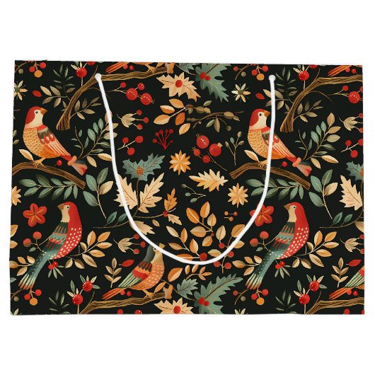 Patroon in een Pear Tree Kerstmis Groot Cadeauzakje (Achterkant)