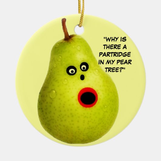 Patroon in een Pear Tree Kerstmis Keramisch Ornament (Voorkant)