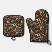 Patroon in een Pear Tree Kerstmis Ovenwant & Pannenlap Set (Voorkant)