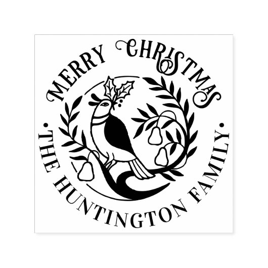 Patroon in een Pear Tree Vrolijke Kerstnaam Zelfinktende Stempel (Design)