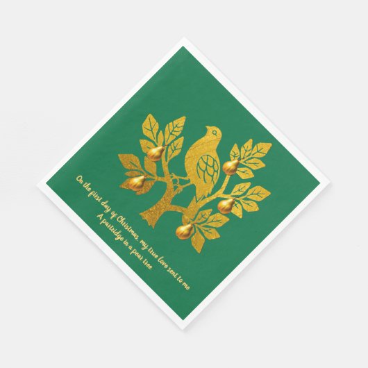 Patroon in een peer tree groen gouden kerst servet (Hoek)