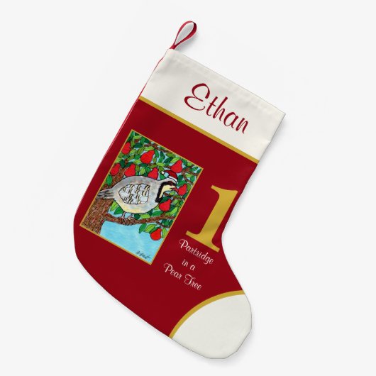 Patroon in een peerboom Cute Animals Aangepaste na Kleine Kerstsok (Voorkant (Hangend))