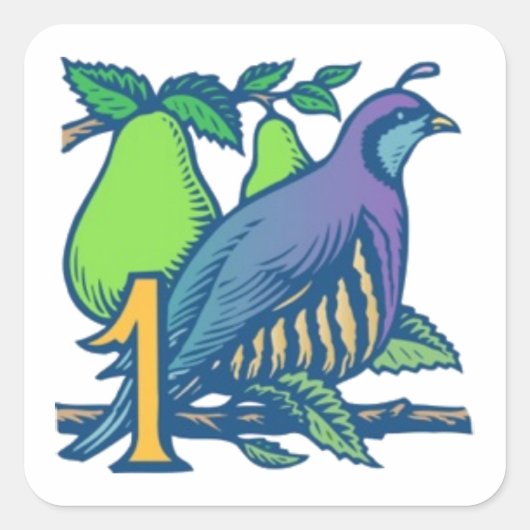 Patroon in een peerboom vierkante sticker (Voorkant)