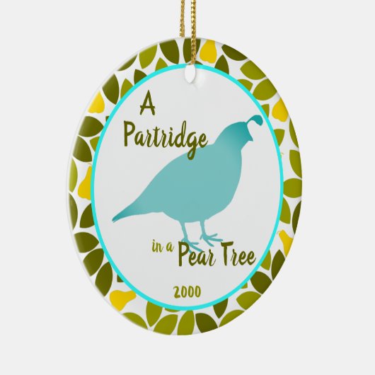 Patroon in een perenboom - Aangepast jaar Keramisch Ornament (Rechts)