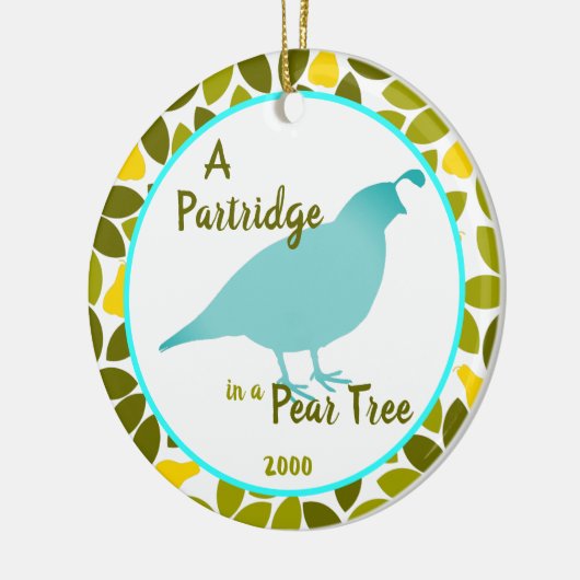 Patroon in een perenboom - Aangepast jaar Keramisch Ornament (Links)