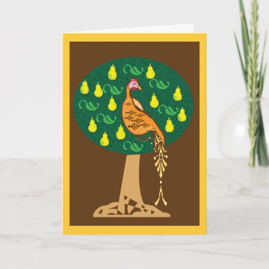 Patroon in een perenboom feestdagen kaart (Voorkant)