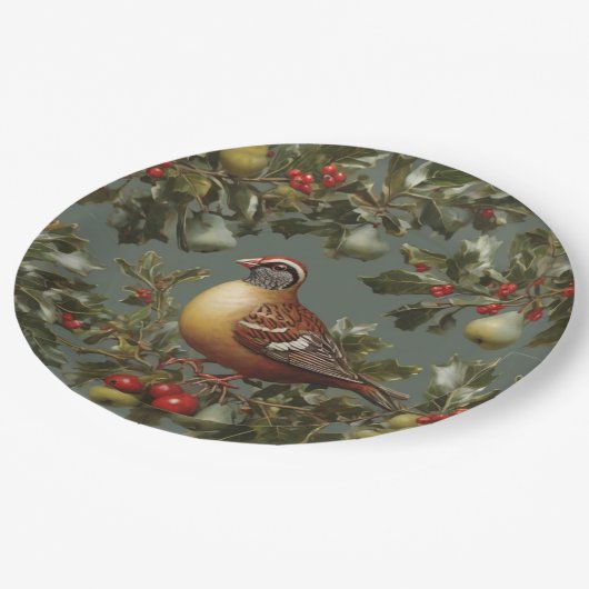 Patroon in een perenboom papieren bordje (Gekanteld)