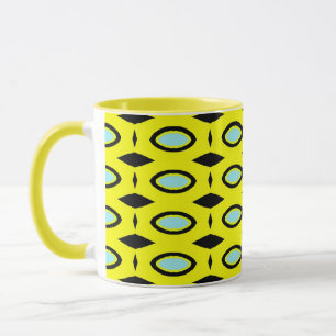 Patroon in geel, blauw en zwart mok
