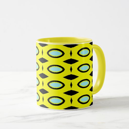 Patroon in geel, blauw en zwart mok (Voorkant rechts)