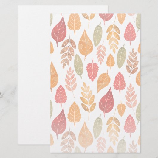 Patroon in gesneden herfst leest briefpapier (Voorkant / Achterkant)