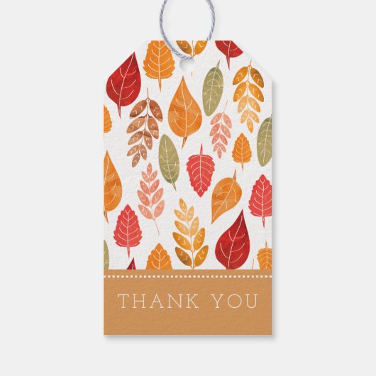 Patroon in gesneden herfst leest cadeaulabel (Achterkant)