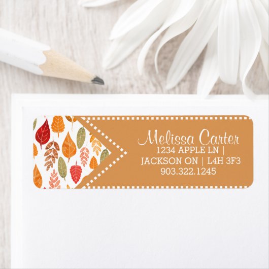 Patroon in gesneden herfst leest etiket (Insitu)