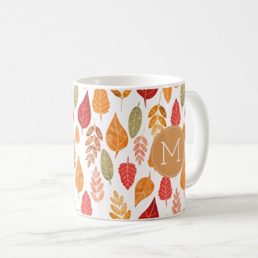 Patroon in gesneden herfst leest koffiemok (Voorkant rechts)