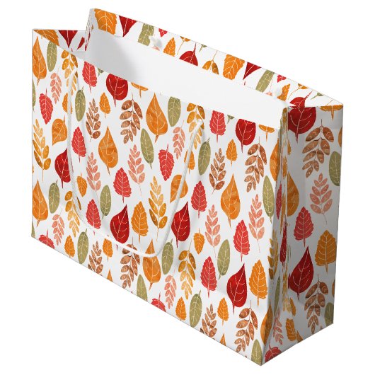 Patroon in gesneden herfst leest large cadeautasje (Voorkant Gekanteld)