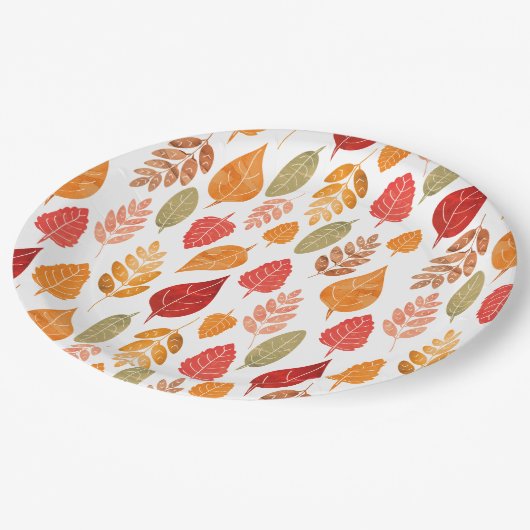 Patroon in gesneden herfst leest papieren bordje (Gekanteld)