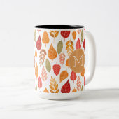Patroon in gesneden herfst leest tweekleurige koffiemok (Voorkant rechts)