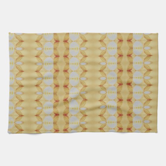 Patroon in Gouden Geel en Rust en Grijs Theedoek (Horizontaal)