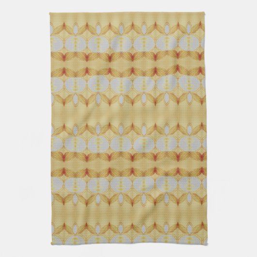 Patroon in Gouden Geel en Rust en Grijs Theedoek (Verticaal)