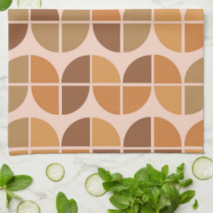 Patroon in mid-century modern stijl oranje bruin theedoek