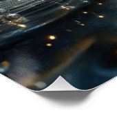 Patroon in zuiver schoon water bubbels op een blau perfect poster (Hoek)