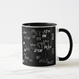 patroon initialen, zwart-wit, modern mok