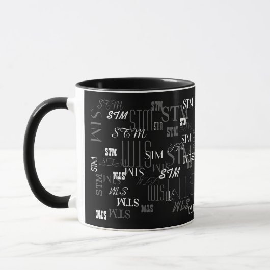 patroon initialen, zwart-wit, modern mok (Links)