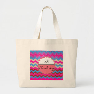 Patroon Kantoor Partij Vrede Chevrons Monogrammed Grote Tote Bag