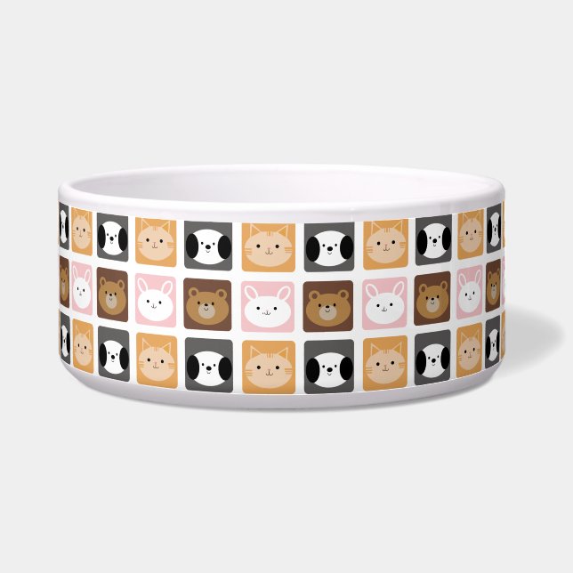Patroon kat, konijn, hond en Beer Voerbakje (Voorkant)