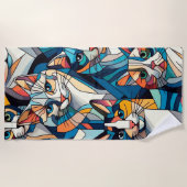 Patroon katten strandlaken (Voorkant)