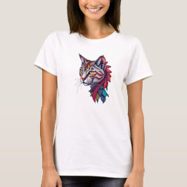  Patroon Kattenhoofd met Levendige Details T-shirt