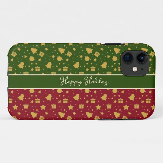 Patroon Kerst decoratie iPhone Case (Achterkant (horizontaal))