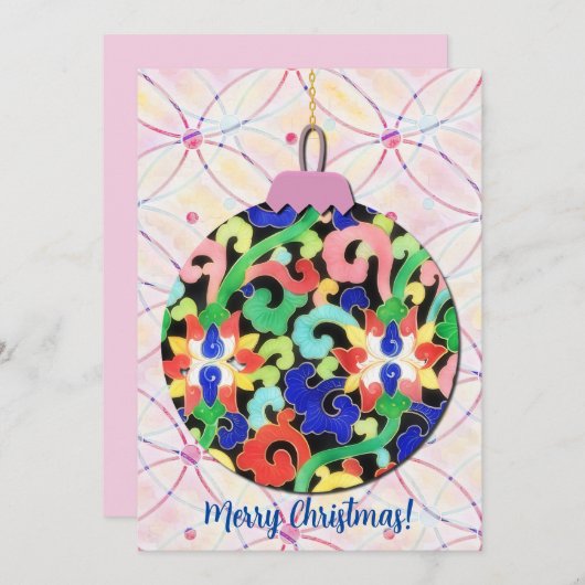  Patroon Kerst Ornament Art Flat Feestdagenkaart (Voorkant / Achterkant)