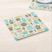Patroon keukengereedschap kartonnen onderzetters (Schuin)