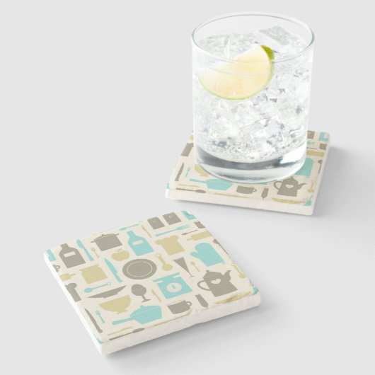 Patroon keukengereedschap stenen onderzetter (Zijkant)