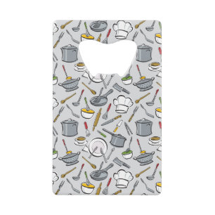 Patroon keukengereedschappen creditkaart flessenopener