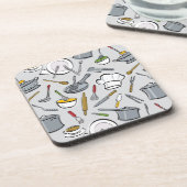 Patroon keukengereedschappen drankjes onderzetter (Linkerzijde)