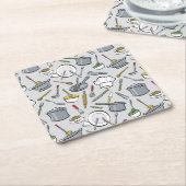 Patroon keukengereedschappen kartonnen onderzetters (Schuin)