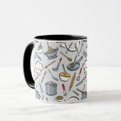 Patroon keukengereedschappen mok (Voorkant links)