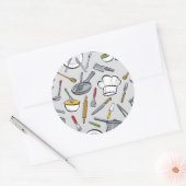 Patroon keukengereedschappen ronde sticker (Envelop)