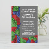 Patroon - Kinder bouwstenen van Birthday Party Kaart (Staand voorkant)